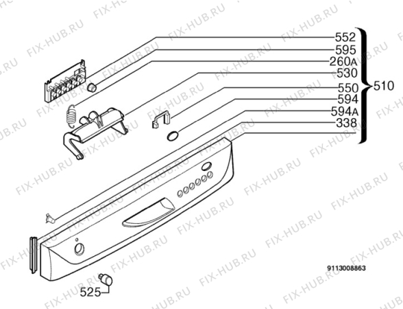 Взрыв-схема посудомоечной машины Zanussi DE6956X - Схема узла Command panel 037